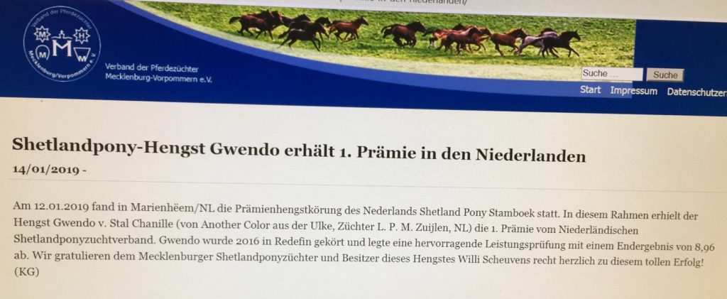 Ook in Duitsland is het niet ontgaan de 1e Premie van Gwendo